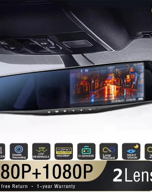 Load image into Gallery viewer, 4.3 Inch Driving Recorder Car DVR Rearview Mirror Dual Lens Car Recorder 1080P IPS Front and Rear Camera Registrar Black Box New
