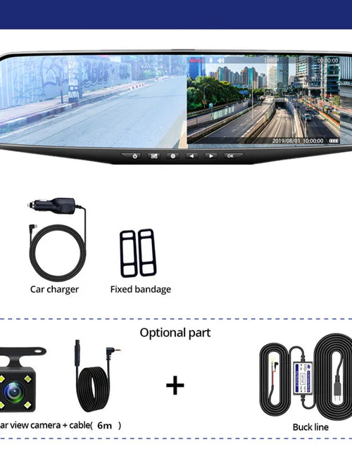 Load image into Gallery viewer, 4.3 Inch Driving Recorder Car DVR Rearview Mirror Dual Lens Car Recorder 1080P IPS Front and Rear Camera Registrar Black Box New
